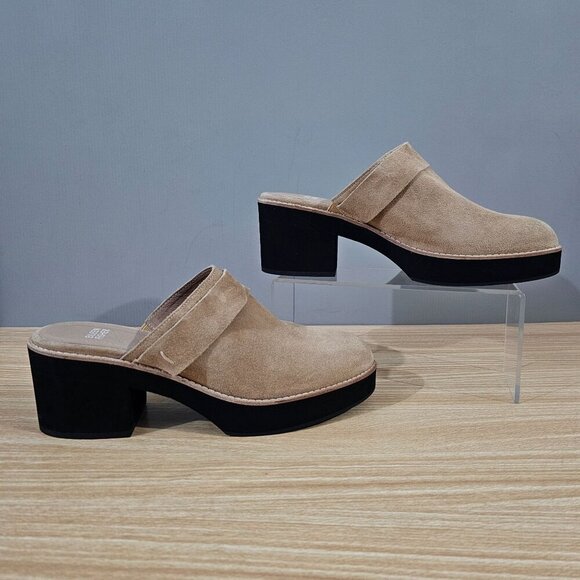 Eileen Fisher Hiya Clog Mule Heel Womens Shoe Ecru Beige Suede Size 10 - Picture 3 of 11